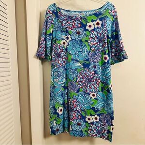 LILLY PULITZER Dress Women Size Medium Somerset Worth Blue May Flower
